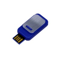 USB-флешка промо на 32 Гб прямоугольной формы, выдвижной механизм, синий