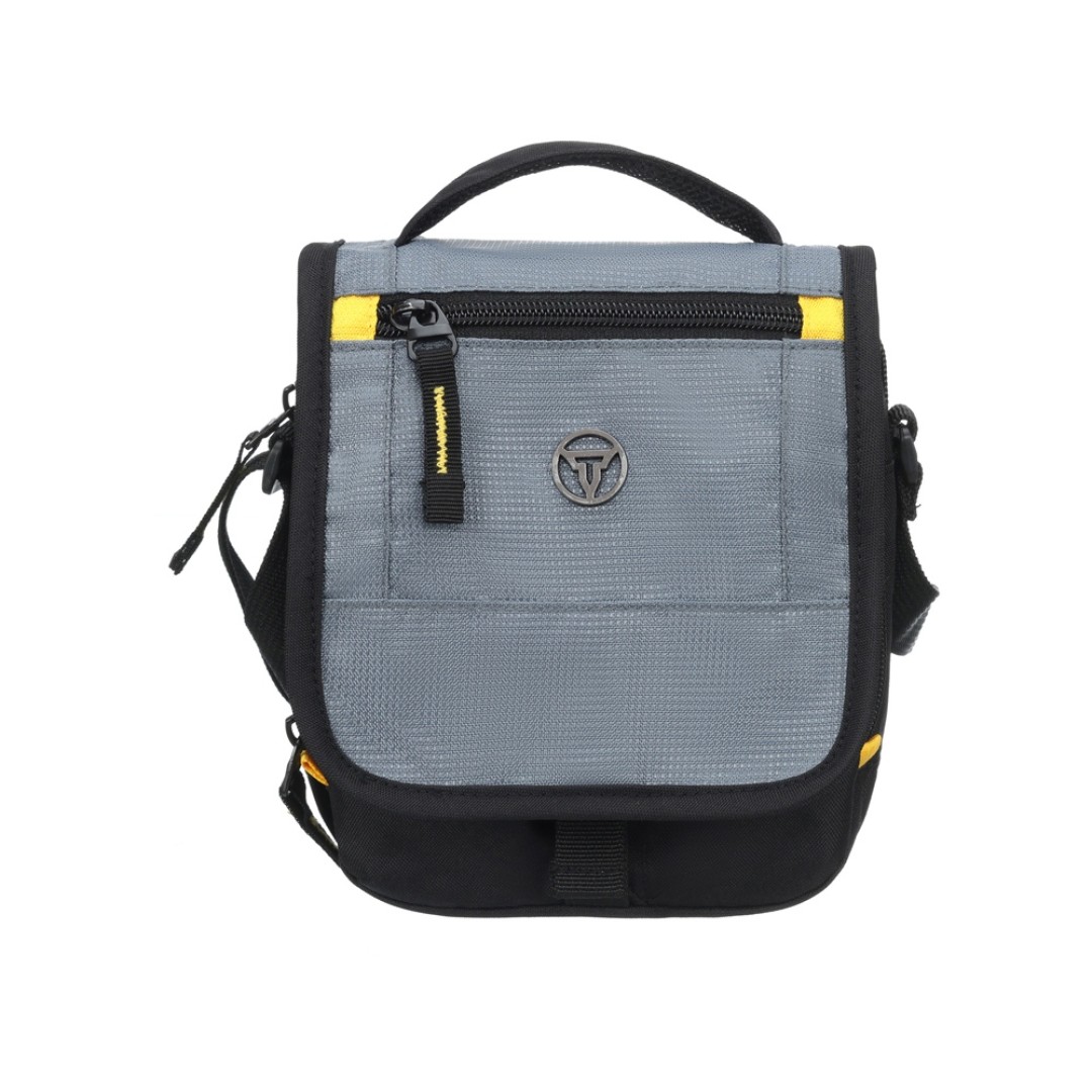 Сумка наплечная TORBER, черный/серый, полиэстер/добби, 15х5х22 см