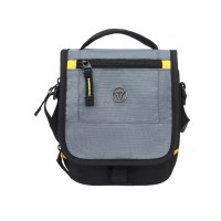 Сумка наплечная TORBER, черный/серый, полиэстер/добби, 15х5х22 см