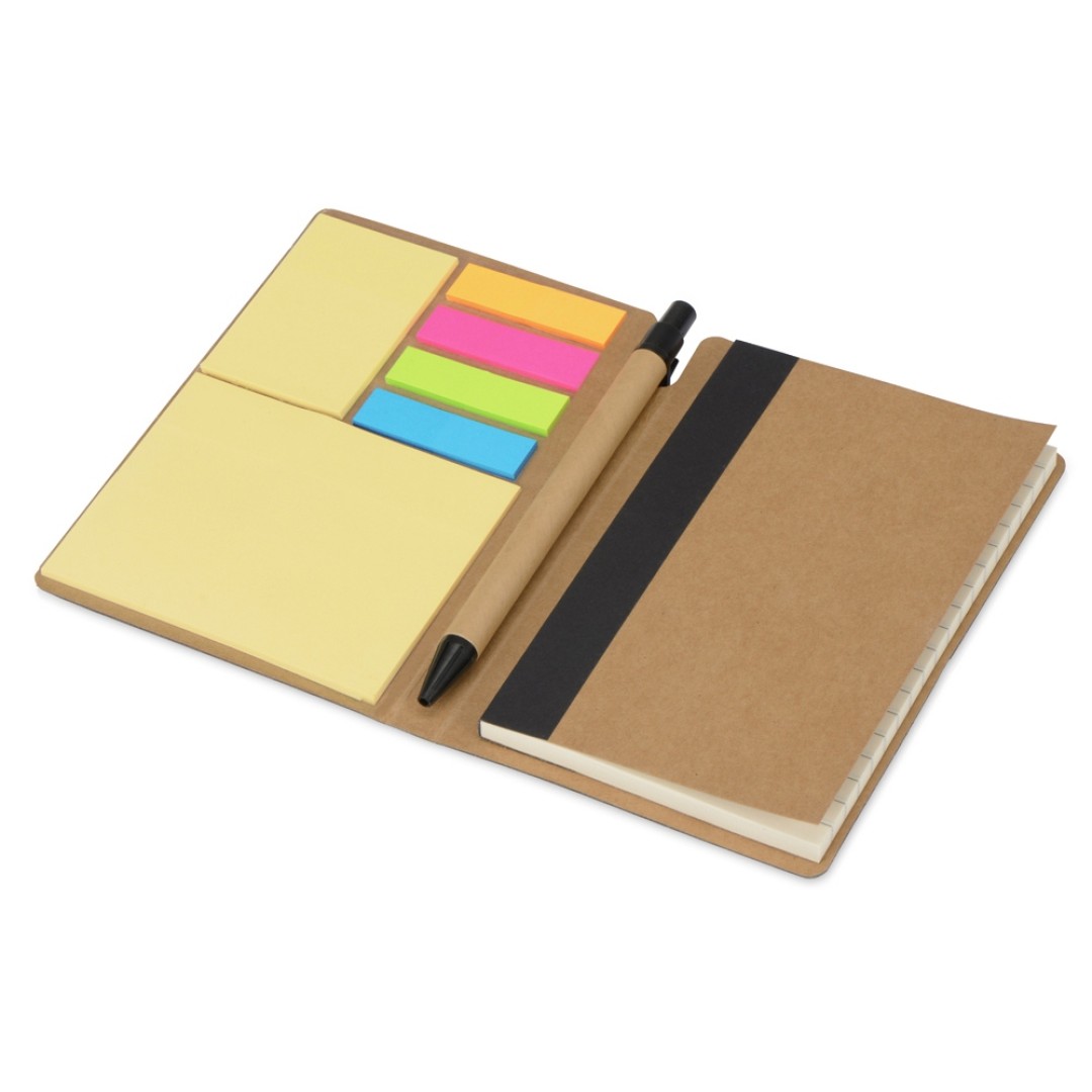 Блокнот А6 «Write and stick» с ручкой и набором стикеров, черный