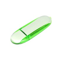 Флешка промо овальной формы, 32 Гб, серебристый/зеленый