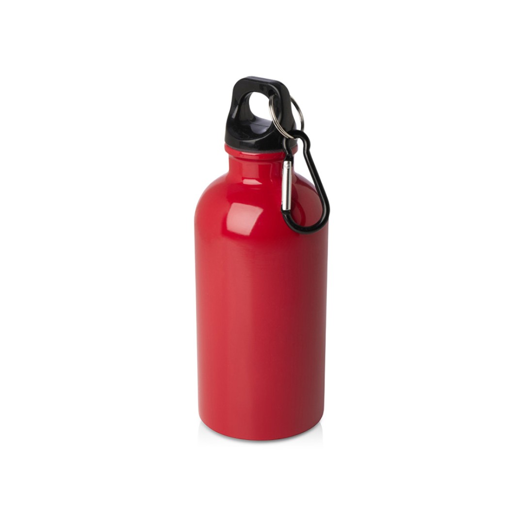 Одностенная бутылка для воды с карабином Oregon, изготовленная из нержавеющей стали, сертифицированной по стандарту RCS, объемом 400 мл - Красный