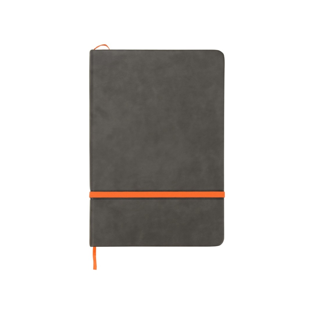 Блокнот «Color» линованный А5 в твердой обложке с резинкой, серый/оранжевый