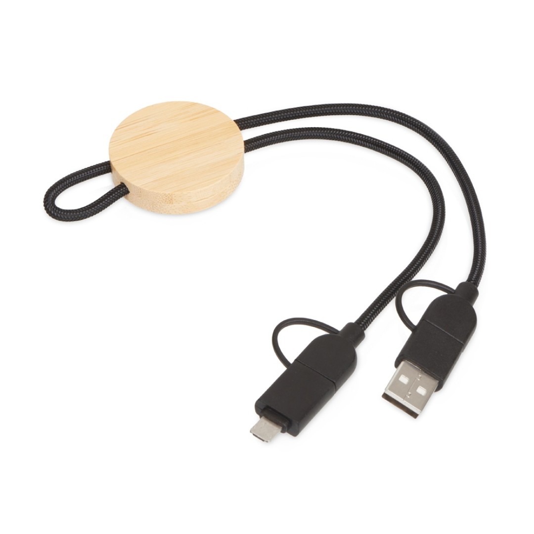 Универсальный зарядный кабель из переработанных ПЭТ и ТПЕ «Acalypha», быстрая зарядка 25 Вт, черный