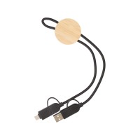 Универсальный зарядный кабель из переработанных ПЭТ и ТПЕ «Acalypha», быстрая зарядка 25 Вт, черный