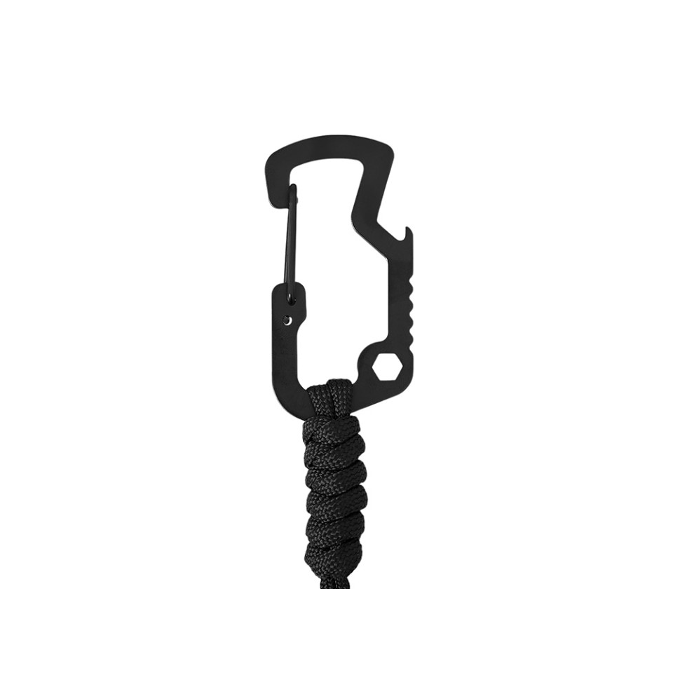Брелок-шнурок "Spanner" с карабином с открывашкой для бутылок и ключом-шестигранником, черный