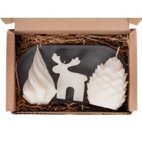 Свечи на подставке "Олень, шишка, елочка"