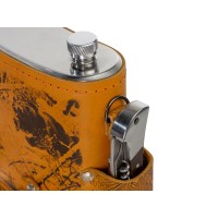 Набор «Подарочный»: фляга 510/2(рыжая кожа), 1,5 л+ 2 стаканчика+нож