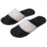 Тапочки белые/серые с отворотом без вышивки