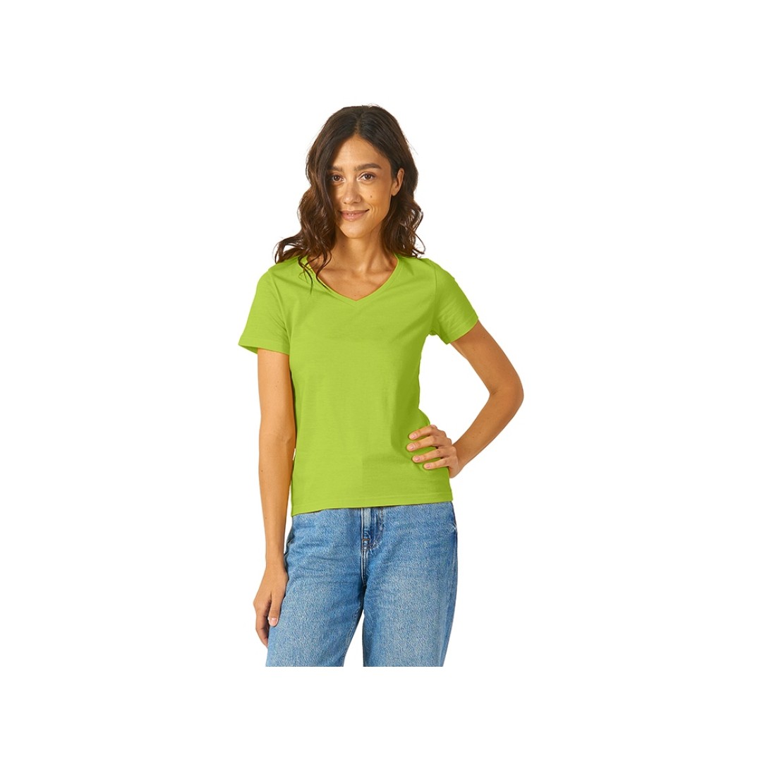 Футболка "Heavy Super Club" женская с V-образным вырезом, зеленое яблоко