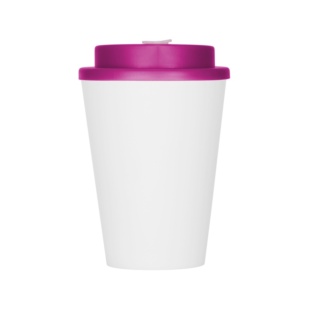 Пластиковый стакан Take away с двойными стенками и крышкой с силиконовым клапаном, 350 мл, белый/фуксия