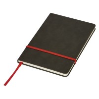 Блокнот «Color» линованный А5 в твердой обложке с резинкой, серый/красный