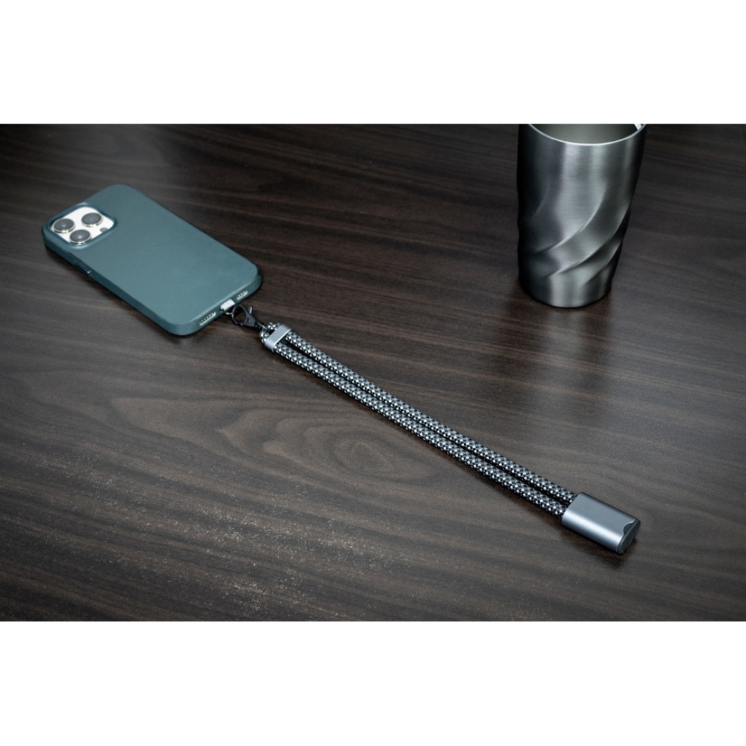 Ремешок-держатель для телефона с зарядным кабелем USB-C - USB-C «Lany Wristband Charge Eco», серый