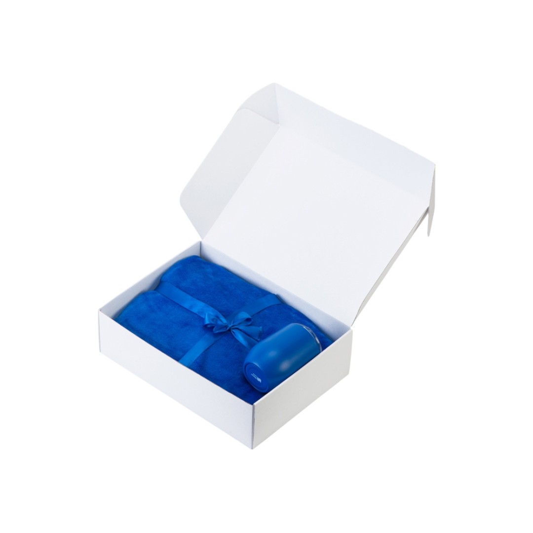 Подарочный набор «Dreamy hygge» 2.0 с пледом и термокружкой, синий