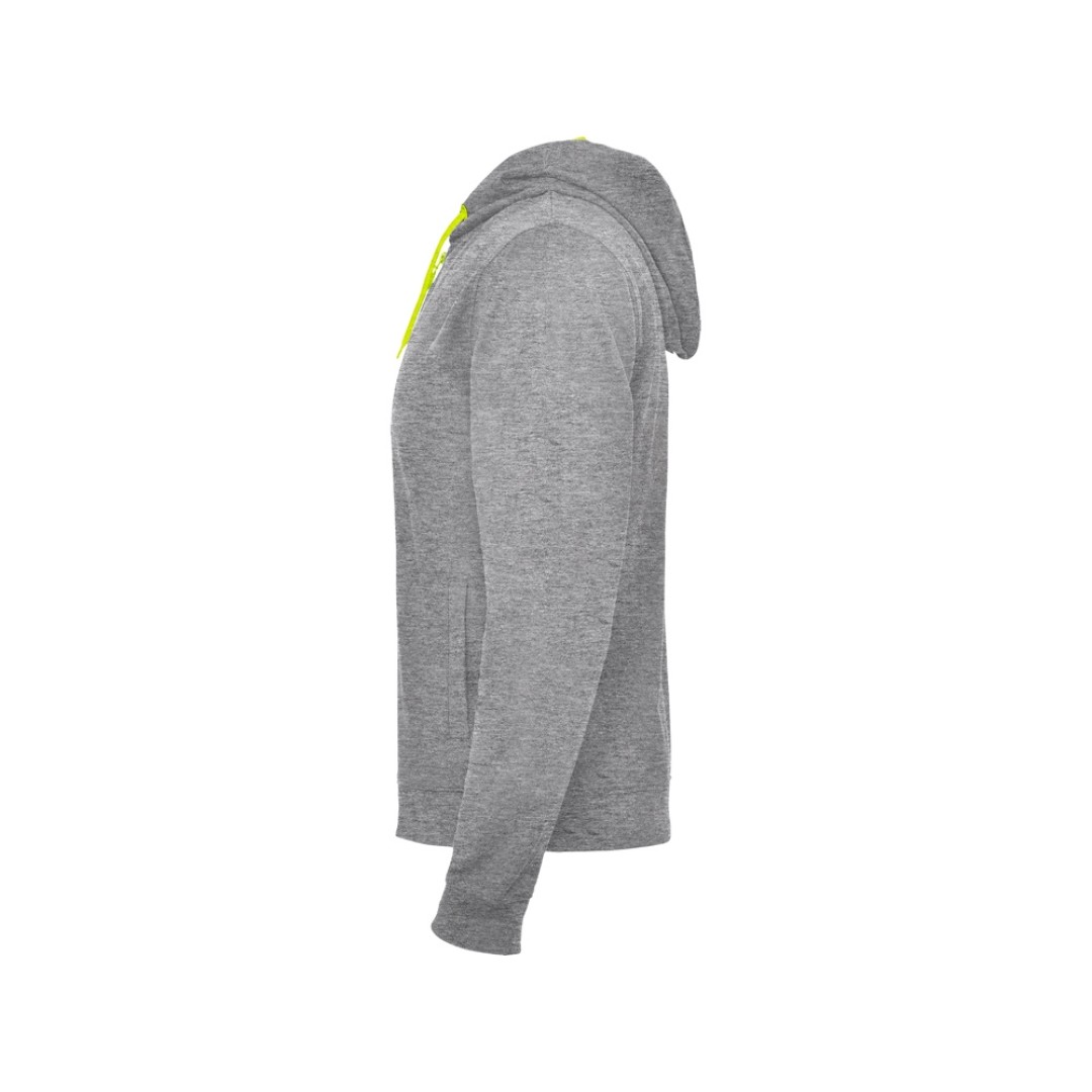 Толстовка на молнии "Fuji", серый меланж/неоновый желтый