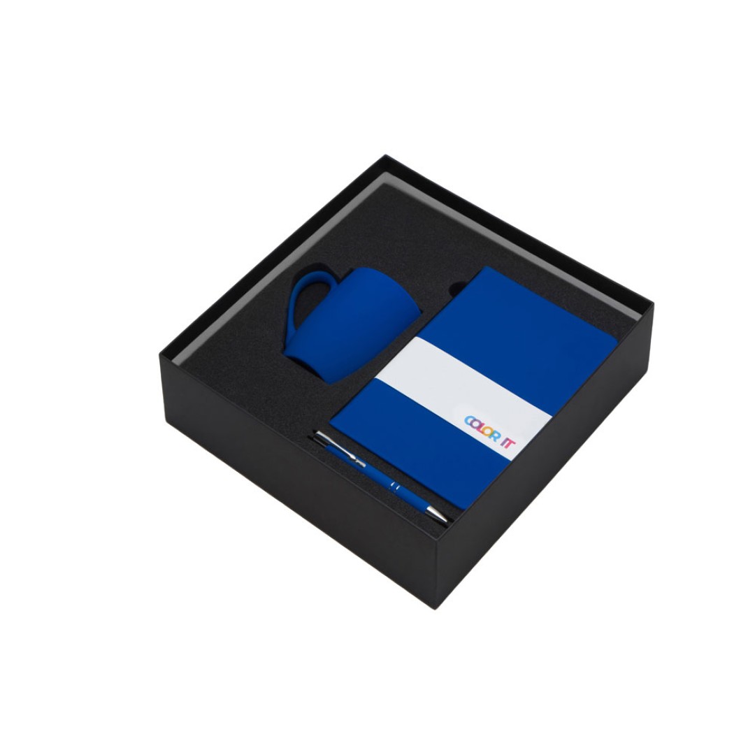 Подарочный набор с блокнотом С1, металлической ручкой и кружкой, синий