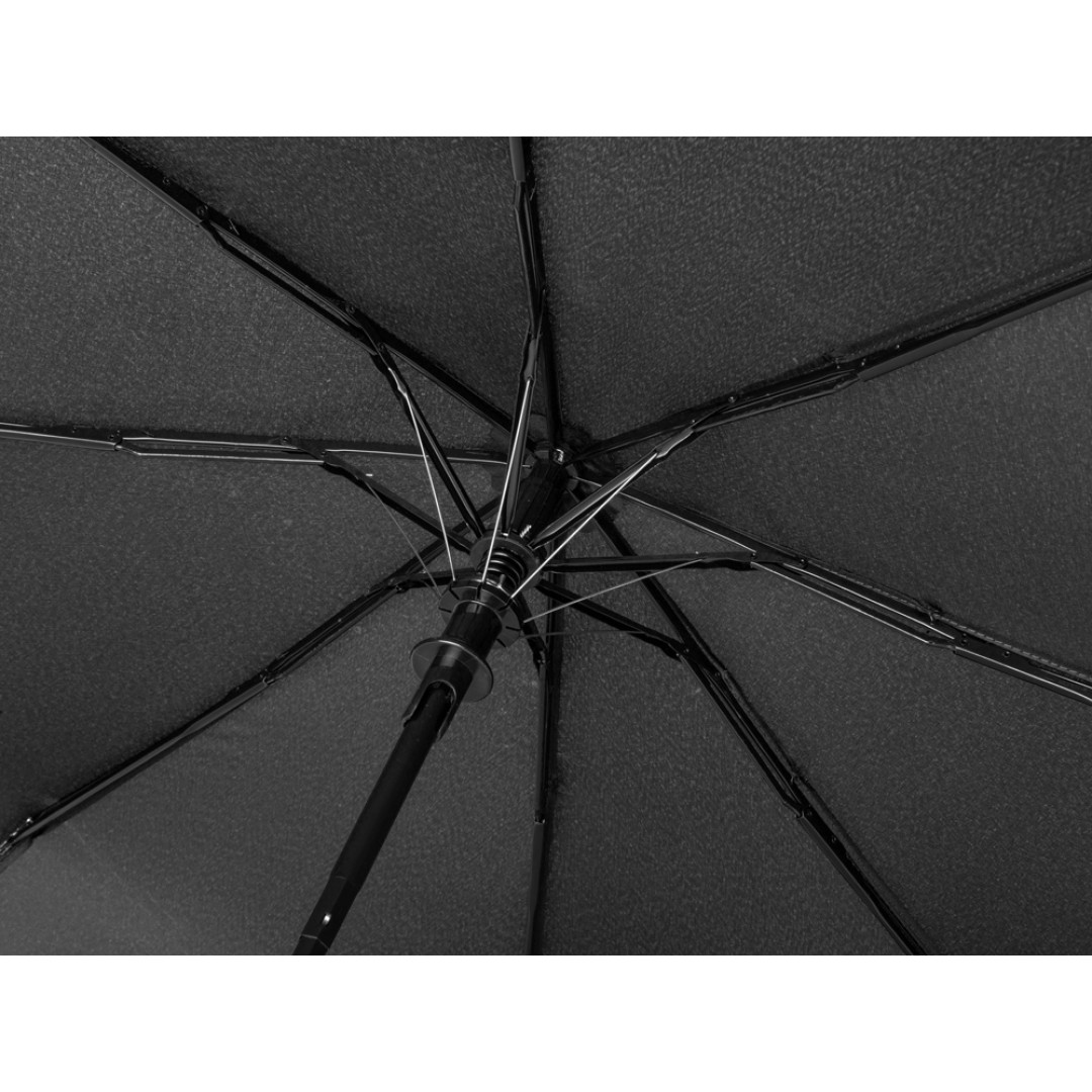 Зонт-полуавтомат Roof с куполом из переработанного пластика, черный