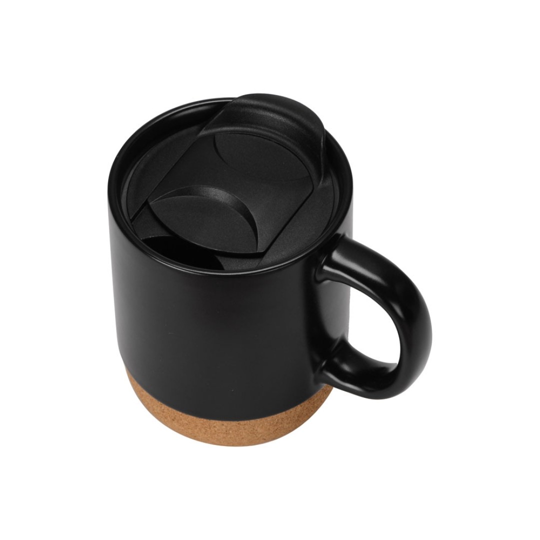 Кружка Denpasar с пробковым дном и крышкой, цветная с двух сторон, черный