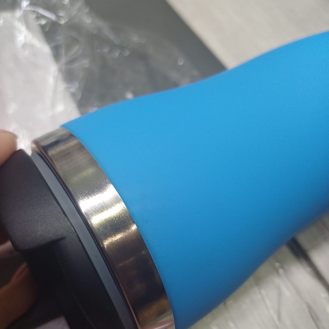 Термокружка "Mony Steel" 350 мл, soft touch, голубой (Р)