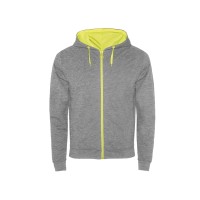 Толстовка на молнии "Fuji", серый меланж/неоновый желтый