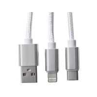 Кабель для зарядки «Tres» с брелоком, серый