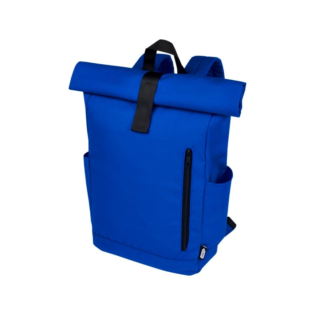 Рюкзак Byron 15,6" объемом 18 л со скручиваемым верхом, изготовленный из переработанного ПЭТ по стандарту GRS, синий
