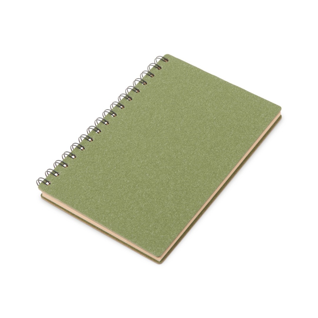 Блокнот на спирали в картонной обложке с переработанной бумагой "Mania", зеленый