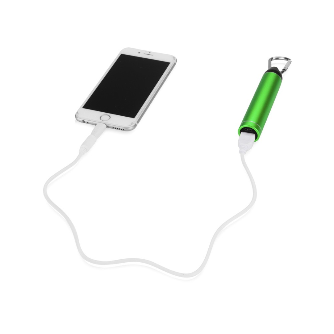 Портативное зарядное устройство "Марс" с карабином, 2600 mAh, зеленый