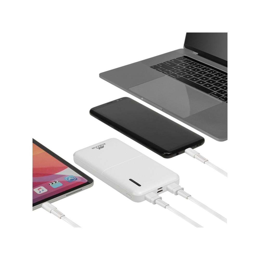 RIVACASE VA2532 (10000 мАч) QC/PD 20W внешний аккумулятор с дисплеем, белый 12/48