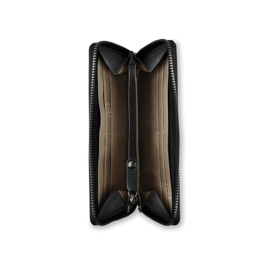 Кошелёк женский BUGATTI Elsa, с защитой данных RFID, чёрный, воловья кожа/полиэстер, 18,7х2х10 см