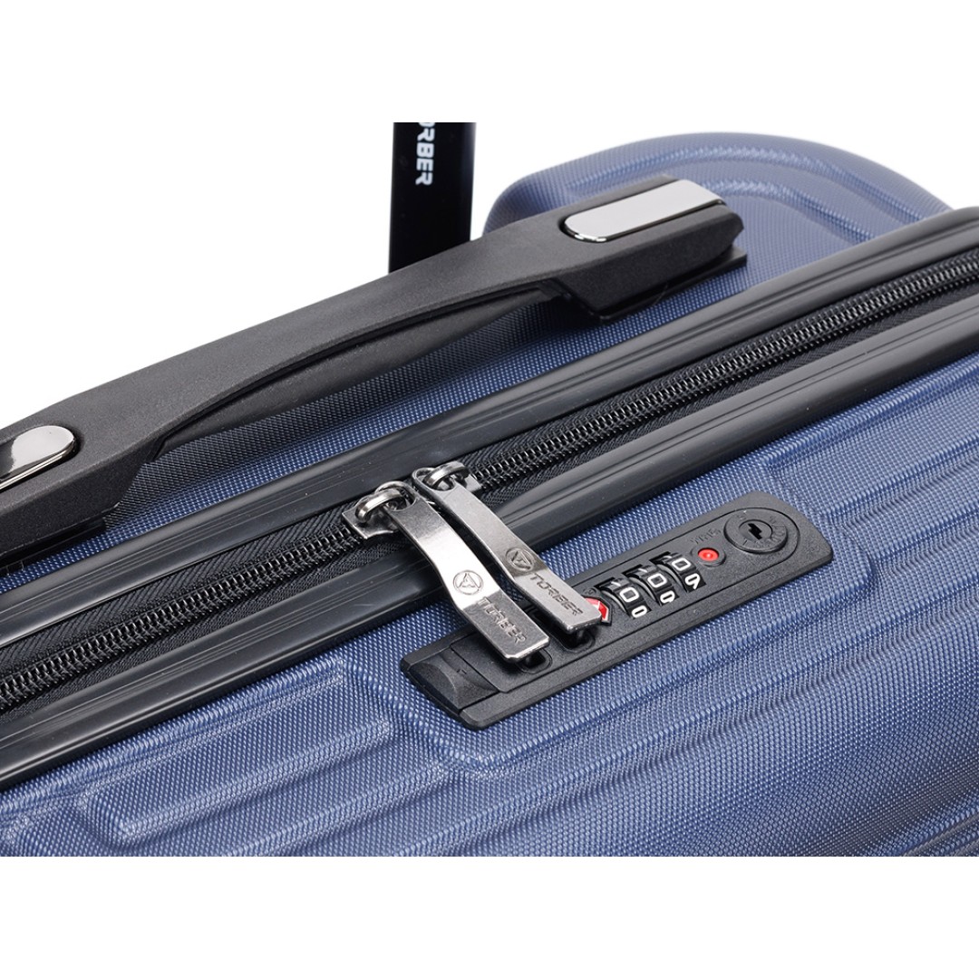 Чемодан TORBER Onego, синий, ABS-пластик, 59,5 х 39,5 х 24 см, 46 л