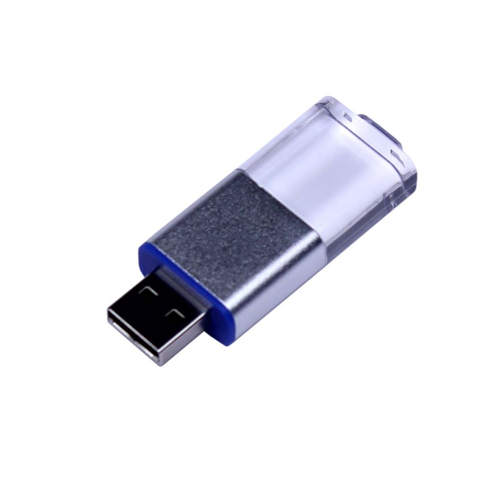 USB-флешка промо на 32 Гб прямоугольной формы, выдвижной механизм, синий
