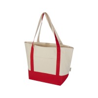 Sam эко- сумка из переработанного хлопка, сертифицированного согласно GRS, плотностью 320 г/м2 - Красный / Натуральный