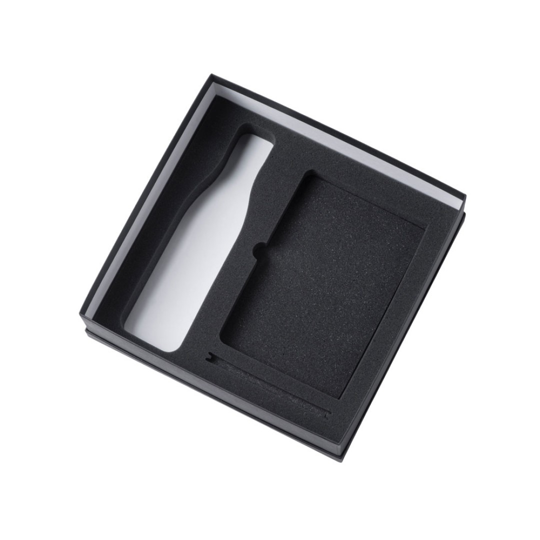 Подарочный набор с блокнотом С3, металлической ручкой и термобутылкой, темно-синий