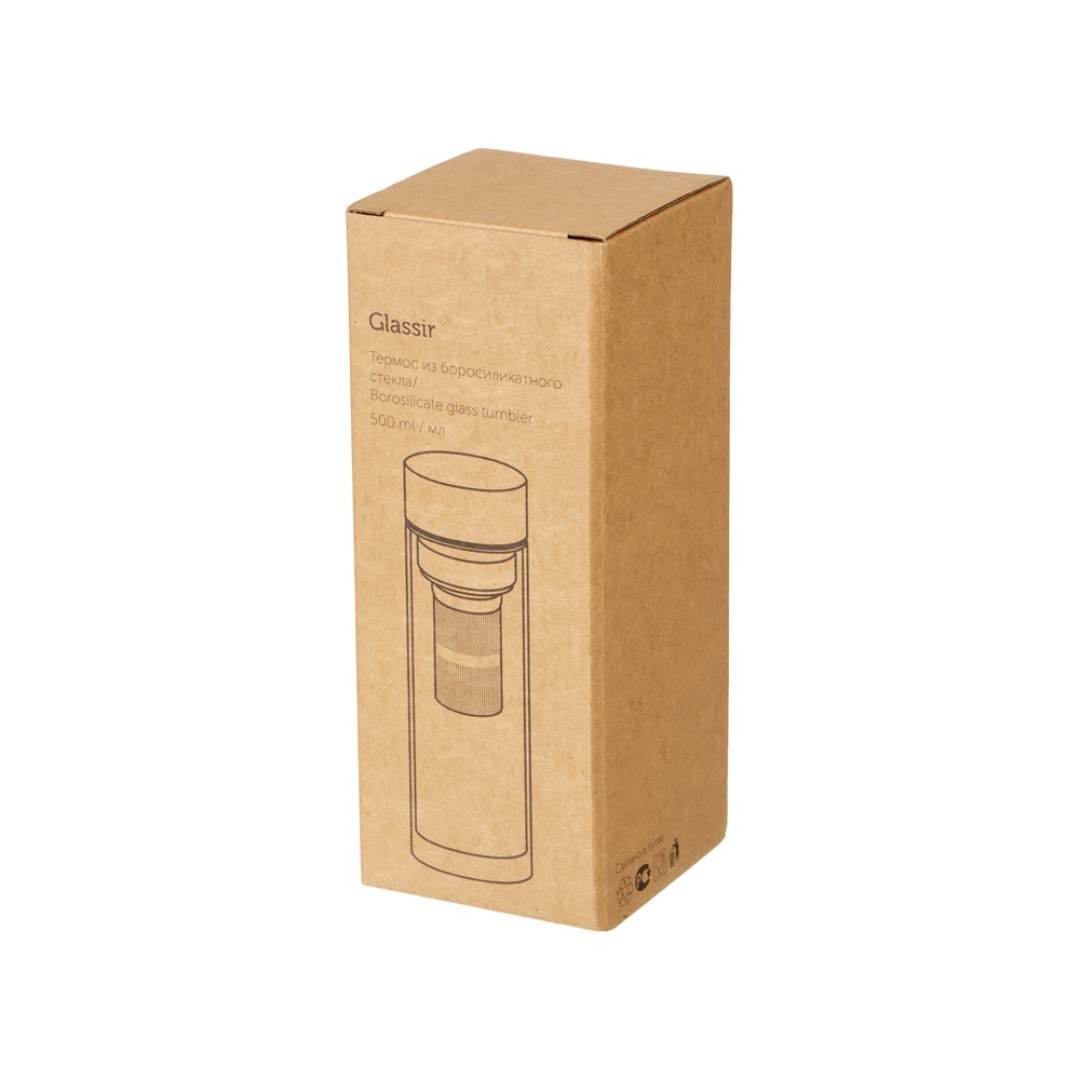 Стеклянная термобутылка "Glassir", 500мл, черный