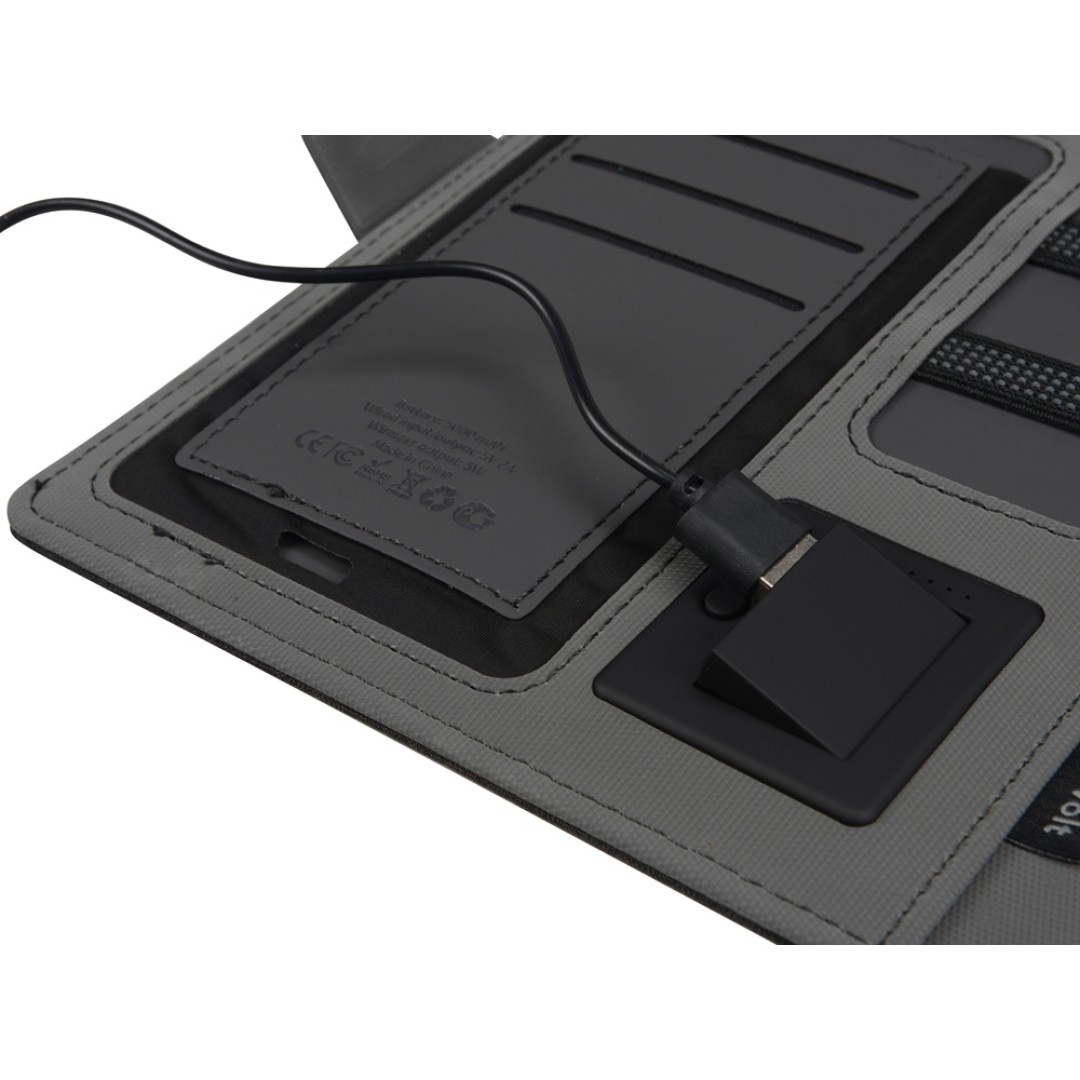 Органайзер с беспроводной зарядкой 5000 mAh "Powernote", темно-серый