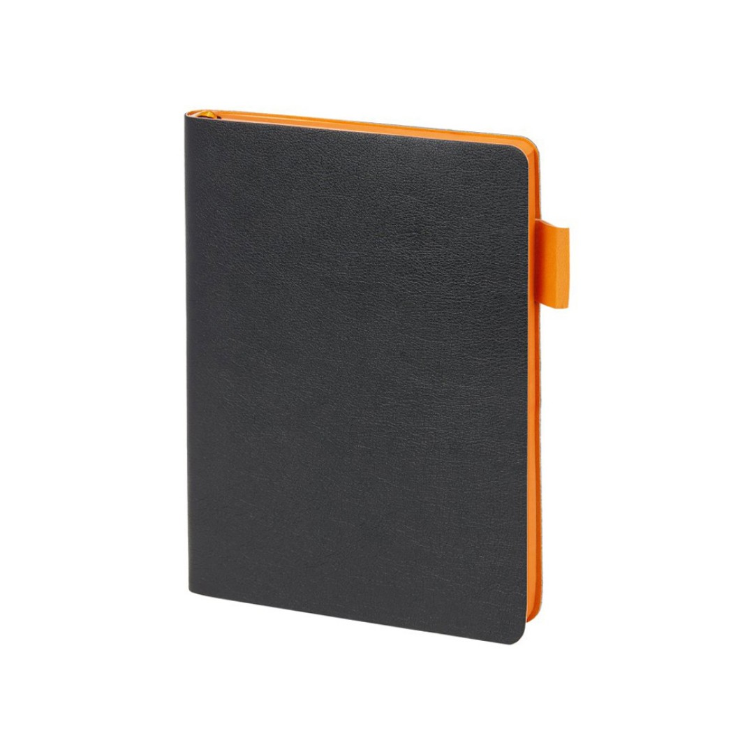 Ежедневник недатированный А5 "Boston", черный (оранжевый обрез)