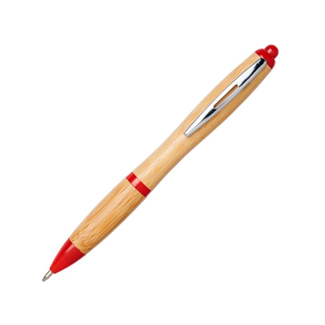 Шариковая ручка Nash из бамбука, натуральный/красный