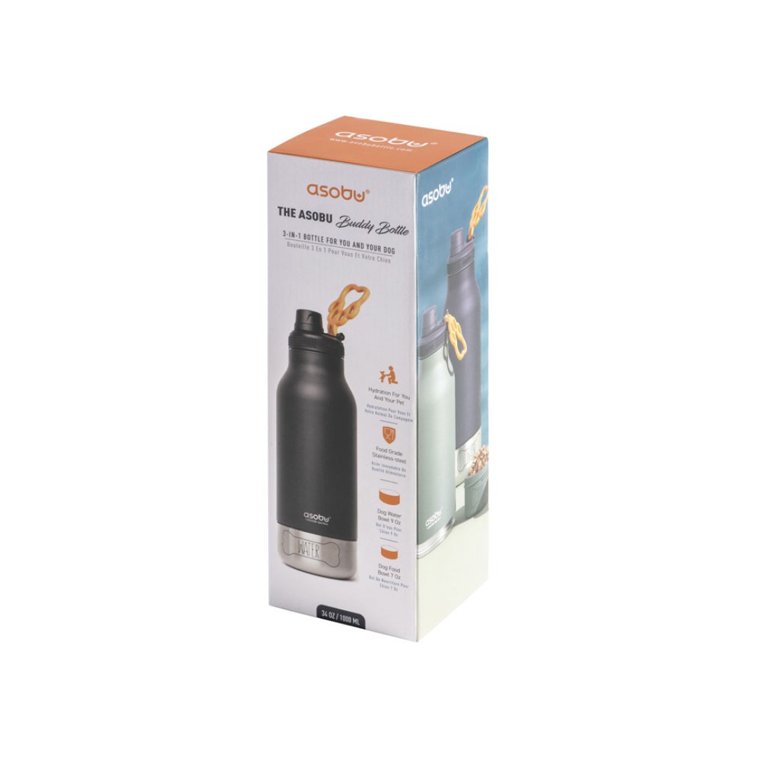 Вакуумный термос «Buddy» 3-в-1 со съемными мисками для питомцев, 1000 мл, черный