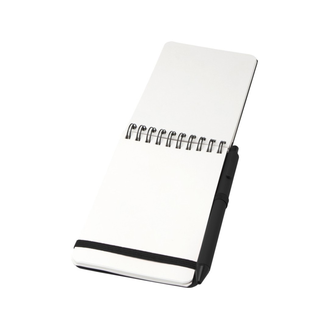 Блокнот Thalaasa формата А6 в твердой обложке из океанического пластика с шариковой ручкой - сплошной черный