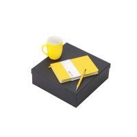 Подарочный набор с блокнотом С2, металлической ручкой и кружкой, желтый