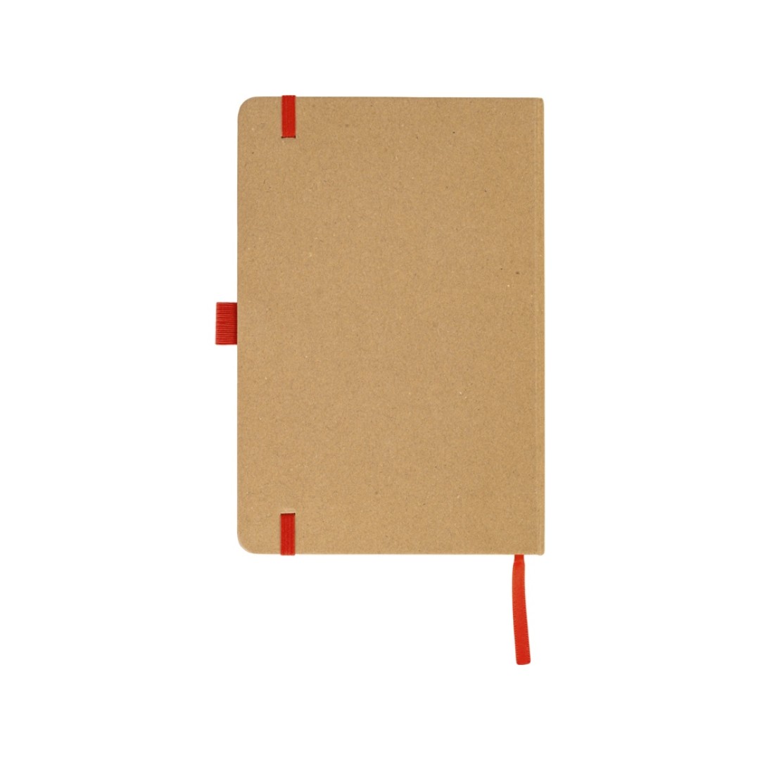 Блокнот A5 "Sevilia Color", твердая обложка из крафта, 80 листов, цветной срез и форзац, натуральный/красный