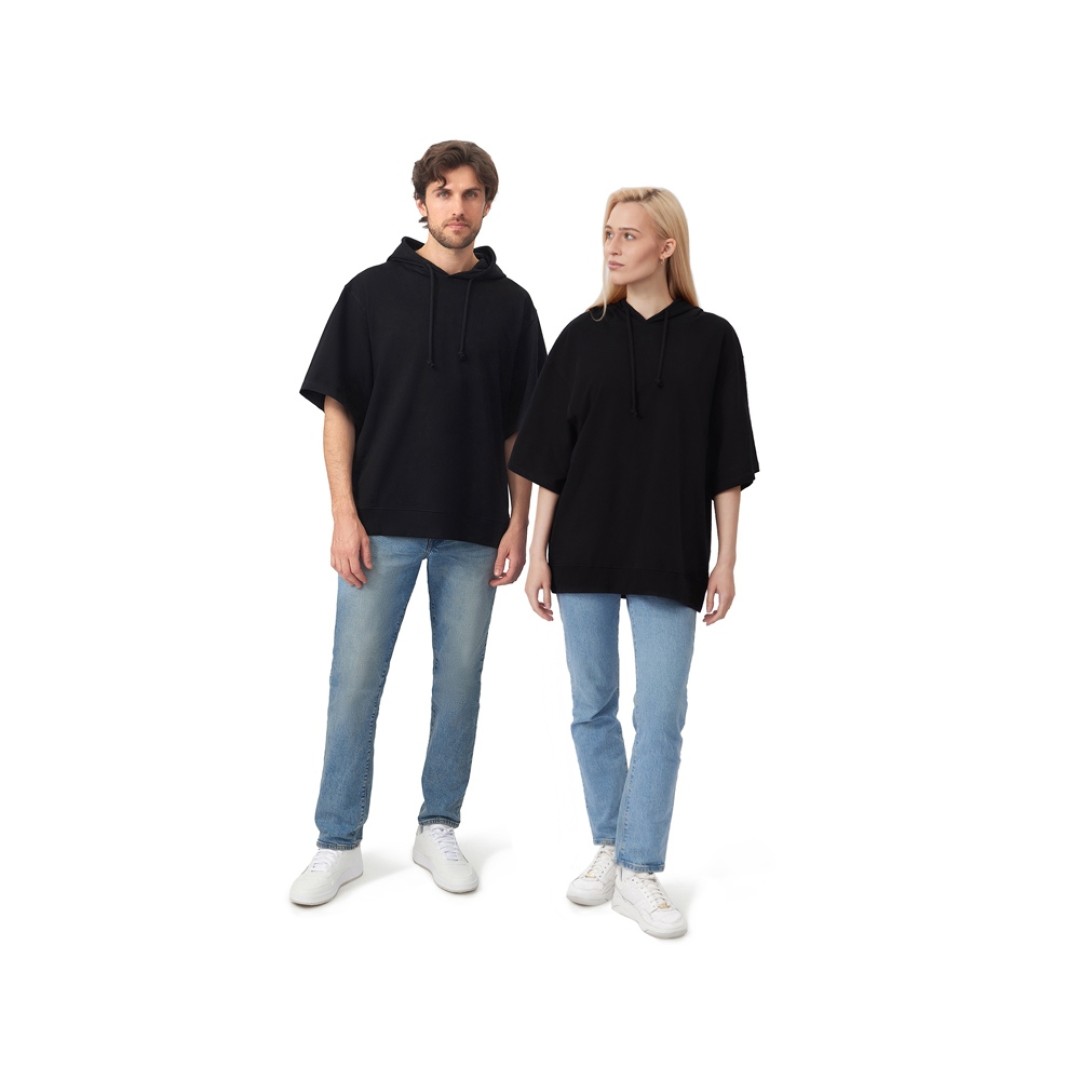 Худи оверсайз с коротким рукавом «Warsaw» унисекс, черный