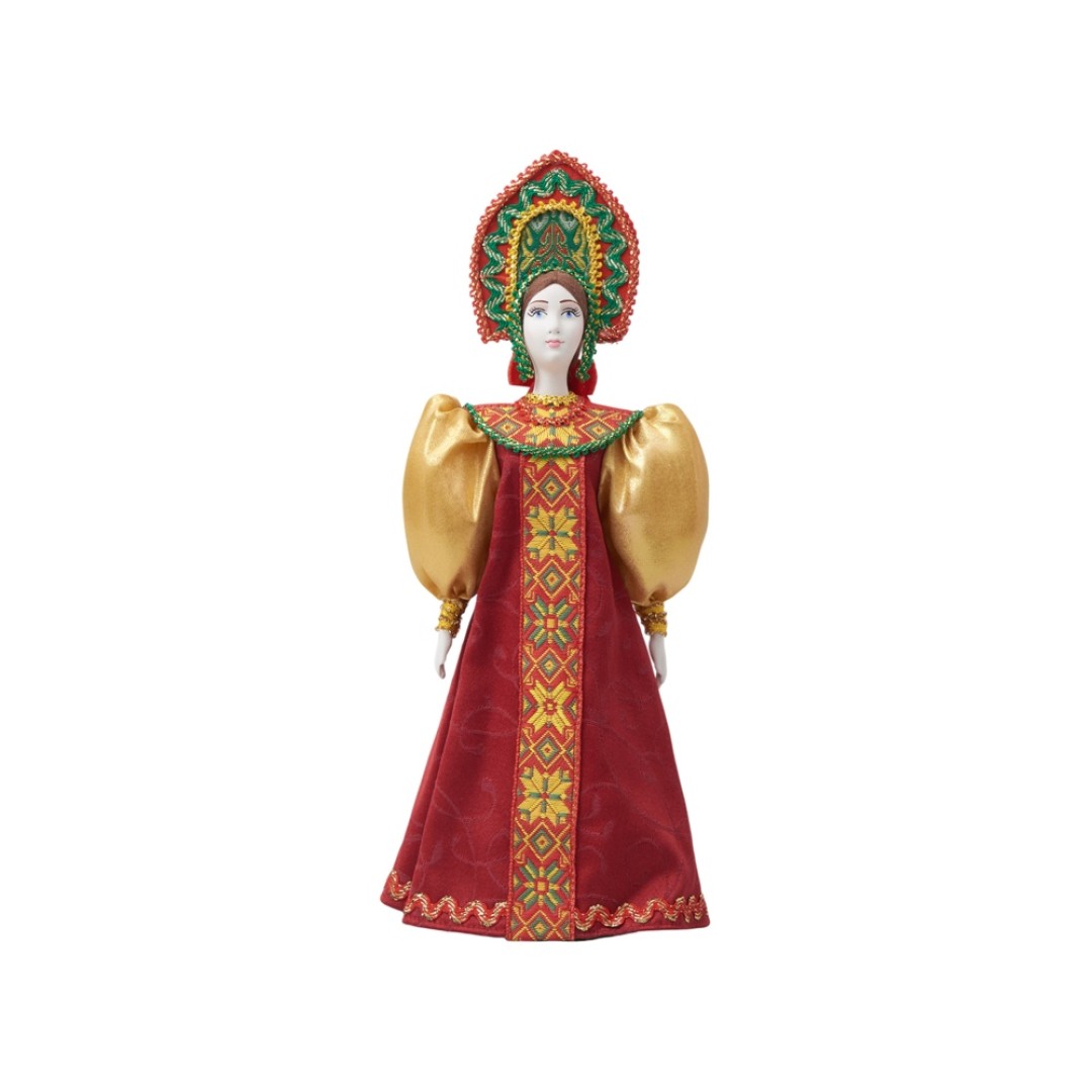 Подарочный набор: кукла фарфоровая, мед, красный