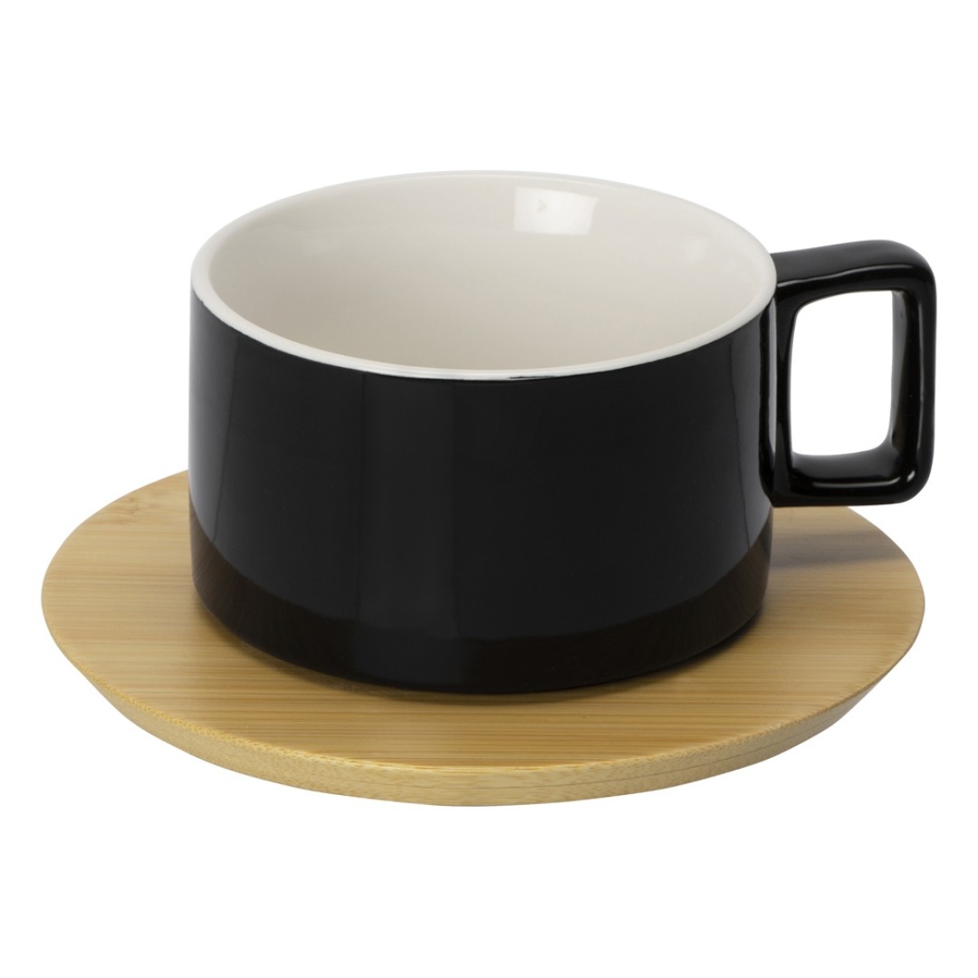 Набор чашка с бамбуковым блюдцем "Sheffield", черный