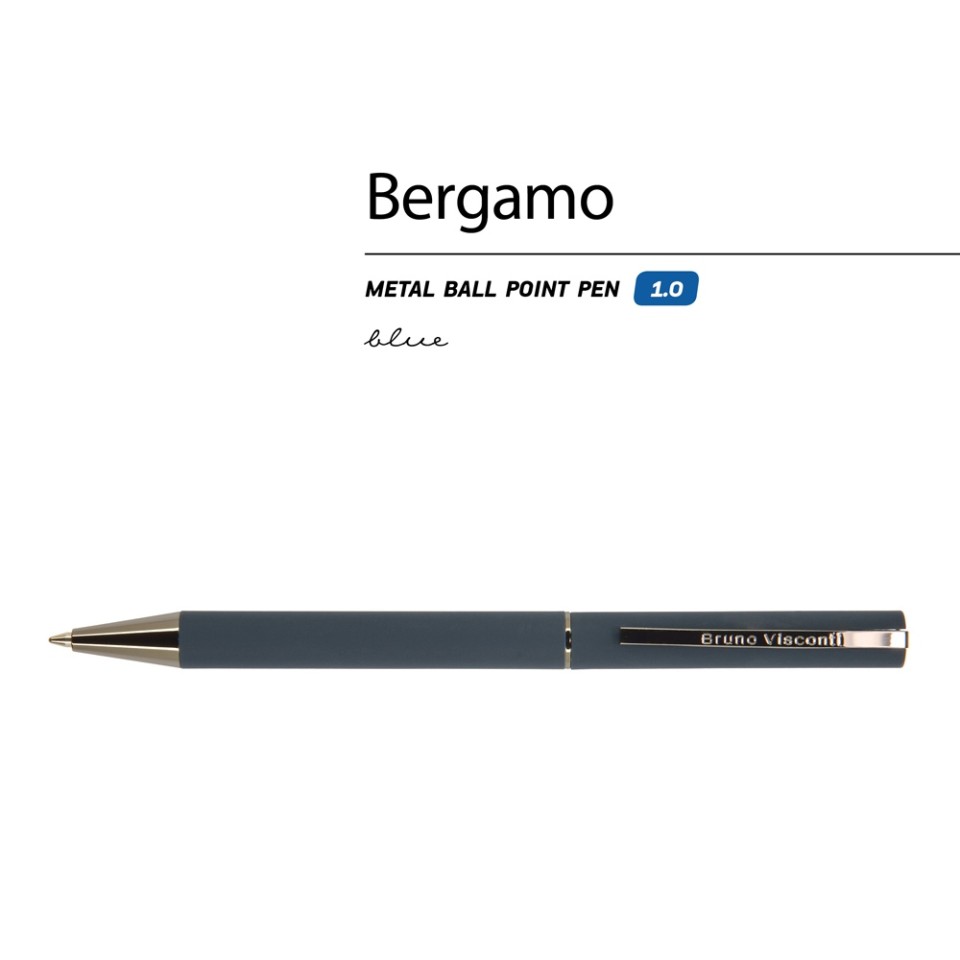 Ручка "Bergamo" шариковая автоматическая, синий металлический корпус, 0,7 мм, синяя