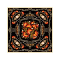 Платок «Тагильский поднос», черный