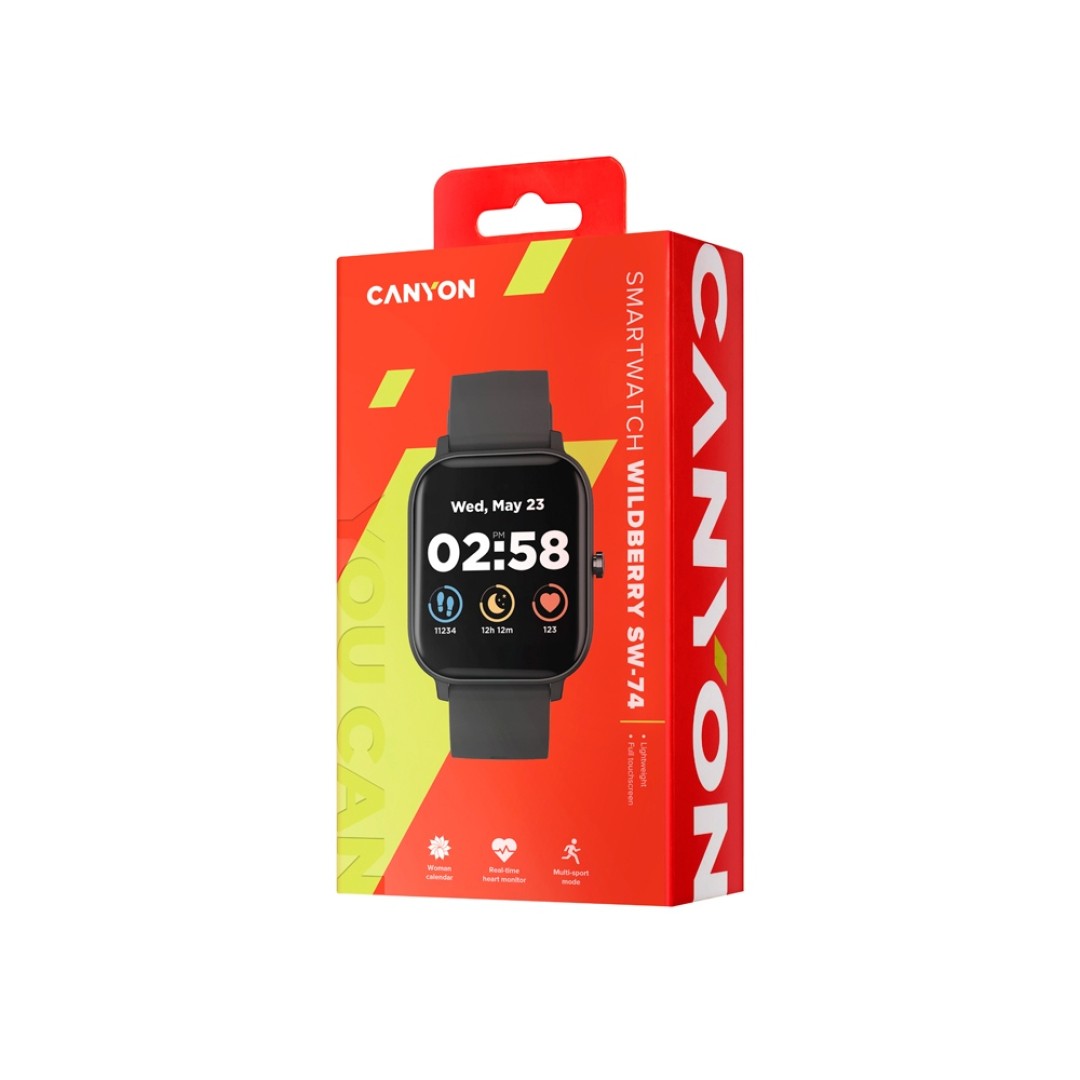 Смарт-часы Canyon SW-74 "Wildberry", IP67, черный