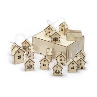 Елочная гирлянда с лампочками "Зимняя сказка" деревянная + деревянная коробка с наполнителем-стружкой "Ларь"