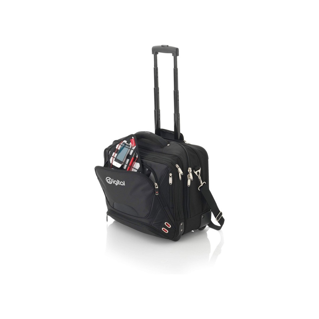 Чемодан на колесиках "Proton", удобная для прохождения досмотра, черный